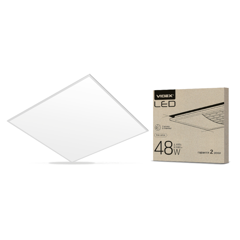 Панель світлодіодна VIDEX 595x595мм, 48Вт, 4100К, 5280lm (VL-Pb484W)